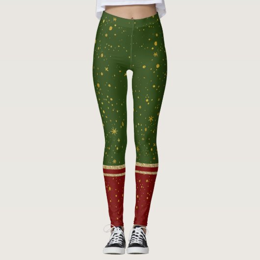 Leggings père Noël Elf Rouge et Vert Noël (Devant)