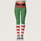 Leggings Père Noël Elfe Noël Rouge Gris Vert (Devant)