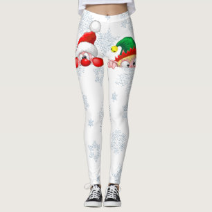 Leggings Père Noël et Elfe Personnages mignons et drôles qu