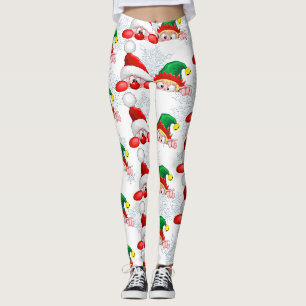 Leggings Père Noël et Elfe Personnages mignons et drôles qu