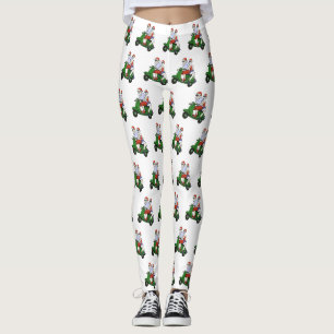 Leggings Père Noël et Mme Claus chevauchant un scooter