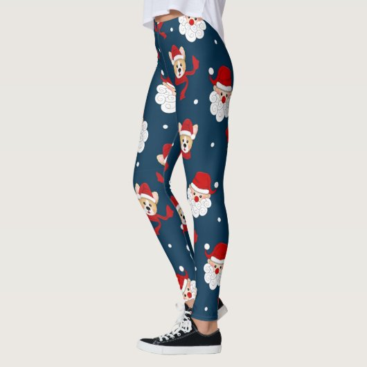 Leggings Père Noël et Motif de Corgi (Gauche)