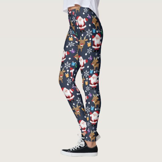 Leggings Père Noël Et Son Motif De Rennes Préféré (Gauche)