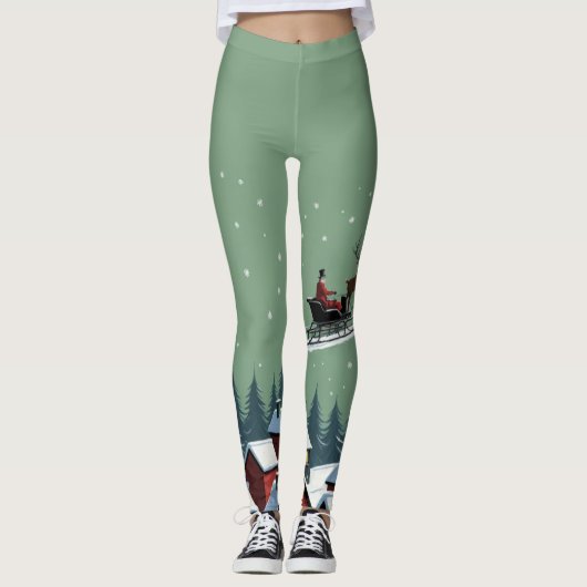 Leggings Père Noël et son Sleigh (Devant)