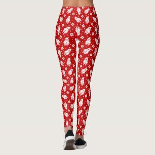 Leggings Père Noël rouge et blanc avec Motif cadeaux Full
