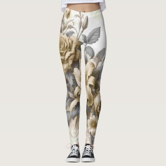 Leggings Perfection florale Jaune antique (Devant)