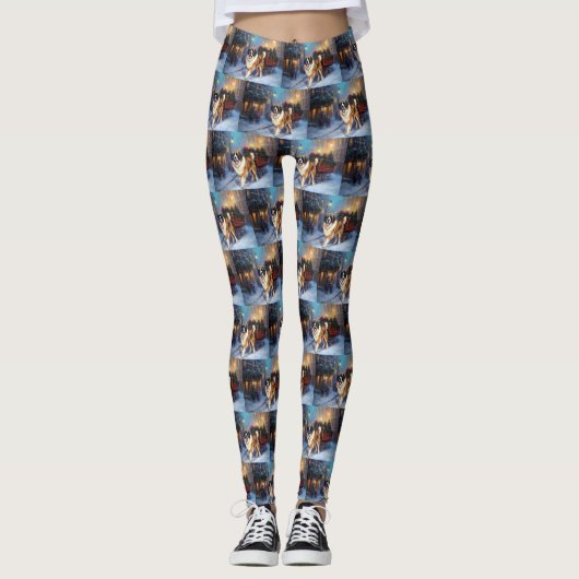 Leggings Période de fêtes de Noël Saint-Bernard (Devant)