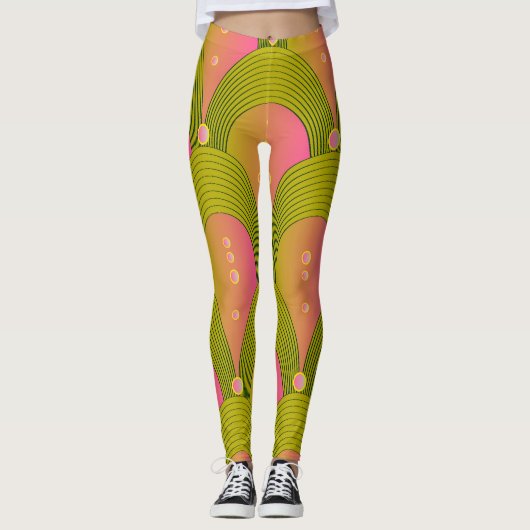 Leggings Perles Arcs Imaginaire vert rose (Devant)