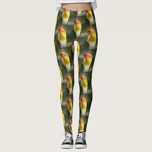 Leggings Perroquet de caïque gonflé par blanc mignon (Devant)