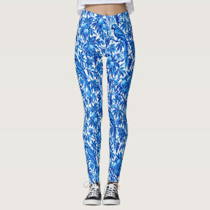 Leggings Perroquets bleus dans un jardin tropical