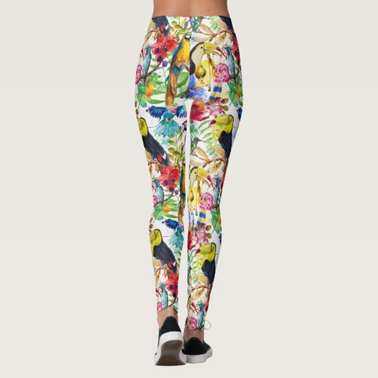 Leggings Perroquets colorés 2 d'aquarelle (Dos)