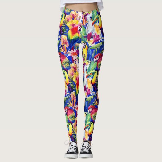 Leggings Perroquets d'aquarelle 2 (Devant)