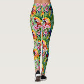 Leggings Perroquets de couleurs vives et fleurs tropicales (Dos)