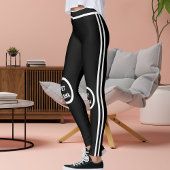 Leggings Personalize Cute Pet Mama Black White Stripes Yoga