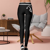 Leggings Personalize Cute Pet Mama Black White Stripes Yoga