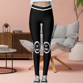 Leggings Personalize Cute Pet Mama Black White Stripes Yoga