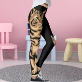 Leggings Personalize Name Cute Cat Pet Animal Striped Black