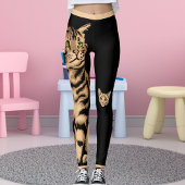 Leggings Personalize Name Cute Cat Pet Animal Striped Black