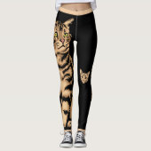 Leggings Personalize Name Cute Cat Pet Animal Striped Black (Devant)