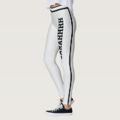 Leggings Personalize Name Light Grey Black Stripes Fun Gift (Gauche)