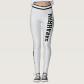 Leggings Personalize Name Light Grey Black Stripes Fun Gift (Devant)