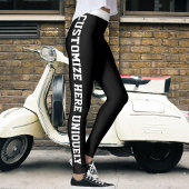 Leggings Personalize Text Cute Black White Stripes Template
