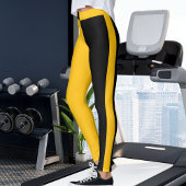 Leggings Personalized Black Yellow Orange Stripes Yoga Gift