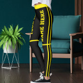 Leggings Personalized Bright Yellow Black Stripes Cat Names
