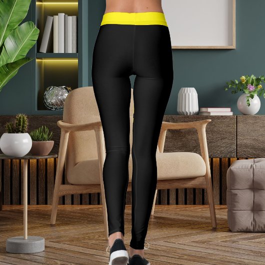 Leggings Personalized Bright Yellow Black Stripes Pet Names