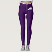 Leggings Personalized Cat Pet Purple White Stripes Gift (Devant)