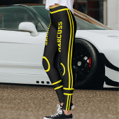 Leggings Personalized Cute Black Yellow Stripes Custom Made