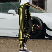 Leggings Personalized Cute Black Yellow Stripes Custom Made