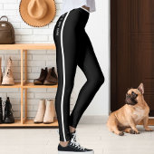 Leggings Personalized Cute Cat Pet Black White Stripes Gift