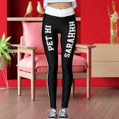 Leggings Personalized Cute Pet Cat Name Black White Stripes