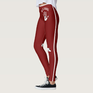 Leggings Personalized Hand Cat Pet Deep Red White Stripes