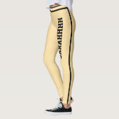 Leggings Personalized Name Beige And Black Stripes Fun Gift (Gauche)