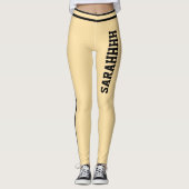 Leggings Personalized Name Beige And Black Stripes Fun Gift (Devant)