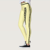 Leggings Personalized Name Cream And Black Stripes Fun Gift (Gauche)
