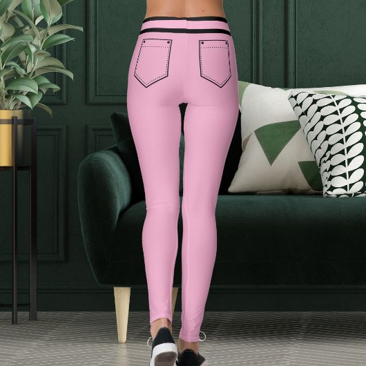 Leggings Personalized Name Pink And Black Stripes Fun Gift