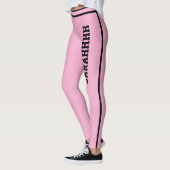 Leggings Personalized Name Pink And Black Stripes Fun Gift (Gauche)
