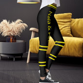 Leggings Personalized Pet Cat Mom Name Yellow Black Striped