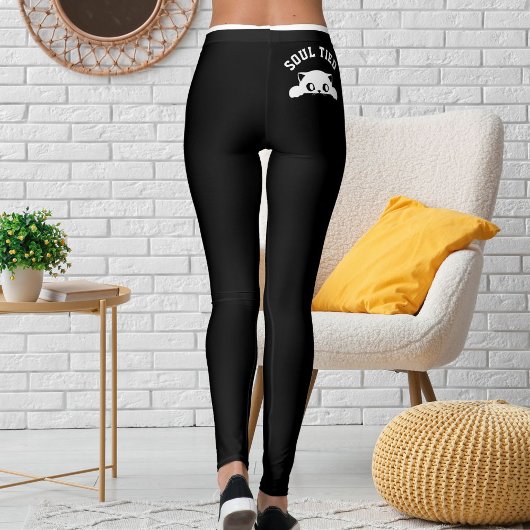 Leggings Personalized Pet Cat Mom Quote Black White Stripes