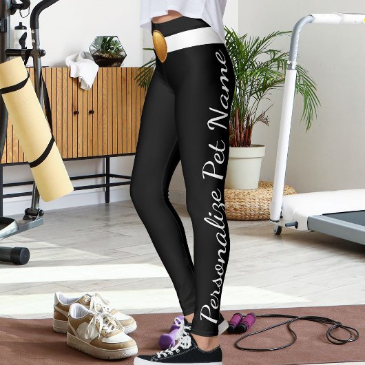 Leggings Personalized Pet Lover Script Text Black And White