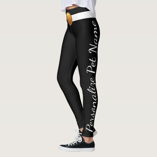 Leggings Personalized Pet Lover Script Text Black And White (Gauche)
