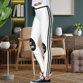 Leggings Personalized Pet Mama Black White Striped Stylish