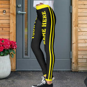 Leggings Personalized Pet Mom Cute Black And Yellow Stripes
