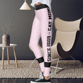 Leggings Personalized  Pink Black Striped Pet Lover Cat Mom