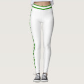 Leggings Personalized White And Lime Stripes Custom Text (Devant)