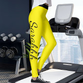 Leggings Personalized Yellow And Black Stripes Custom Made