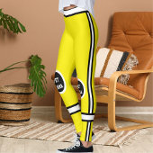 Leggings Personalized Yellow Black White Pet Mama Stripes